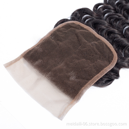 hot sale cheap virgin indian hair deep wave swiss human lace closure